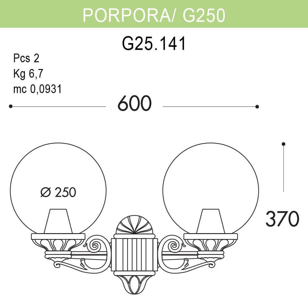 Уличный настенный светильник Fumagalli Porpora/G250 G25.141.000.AZE27 FUMAGALLI PORPORA, G250 271824 Черный  - Вид №1