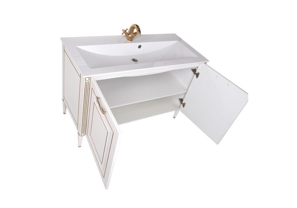 Мебель для ванной Aquanet Паола 120 белый/золото (литьевой мрамор) 00187865 - Вид №3