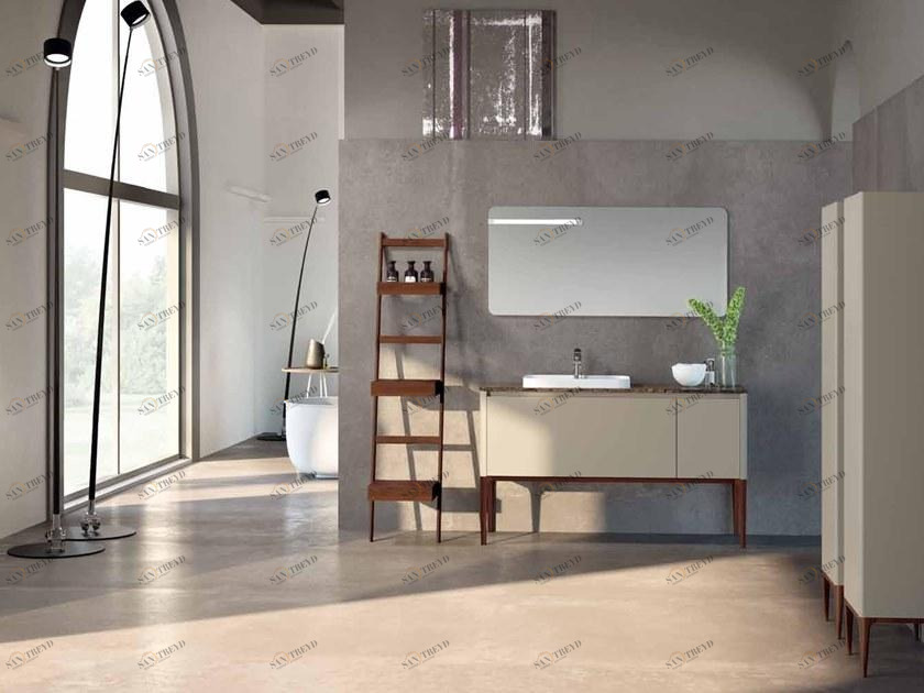 Mobiltesino Лаковая тумба под умывальник из темного мрамора emperador Suite Su12