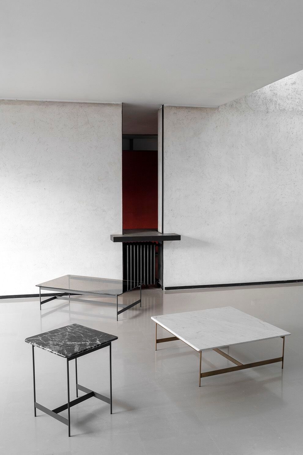 Низкий металлический прямоугольный журнальный столик с мраморной столешницей Potocco Little T ARCH-00059659 - Вид №3