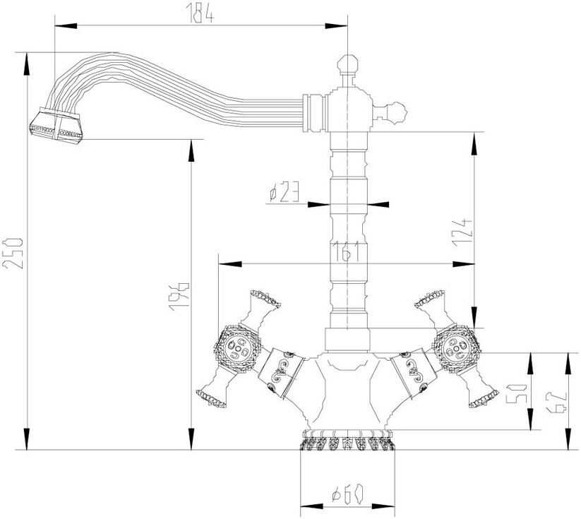 Смеситель ZorG Antic A 7005K-SL для кухонной мойки, серебро - Вид №2