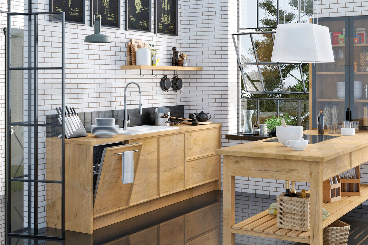 Фасады для кухни Модена Фрезеровка «Модена» Соляной дуб №269 SIDAK SIST3470-7918 - Вид №1