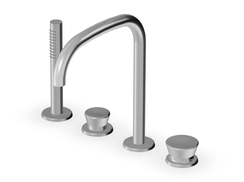 Смеситель для ванны с 4 отверстиями из нержавеющей стали с ручным душем Zucchetti Sablier ARCH-00023845