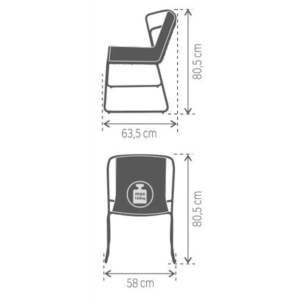 Стул Naterial Livia 63.5x80.5x58 см алюминий/текстиль цвет бело-серый STLM-2115461 - Вид №15