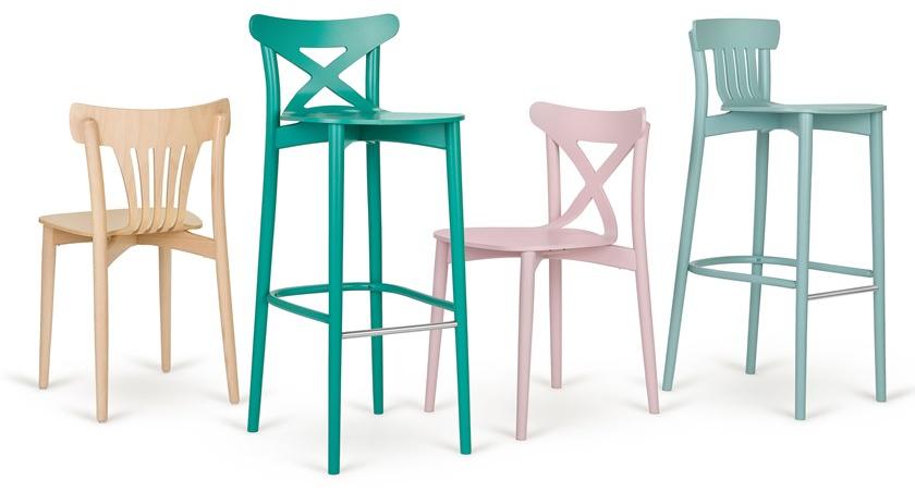 Paged Высокий лакированный табурет из дерева с подставкой для ног Corte sun-id-1435852 - Вид №1