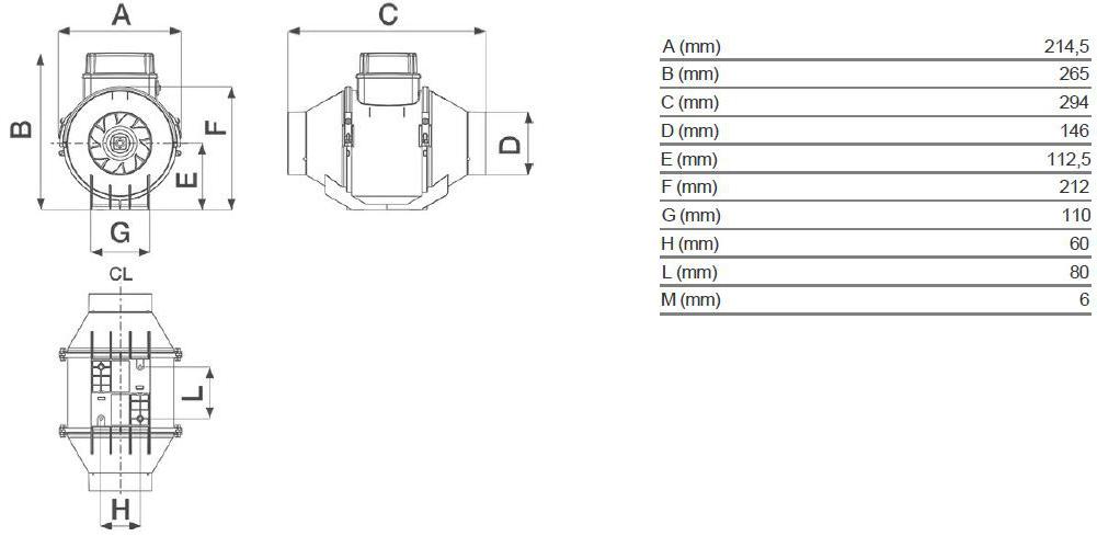Vortice Энергосберегающий продольный осевой центробежный вентилятор Lineo v0 es 17153 - Вид №2