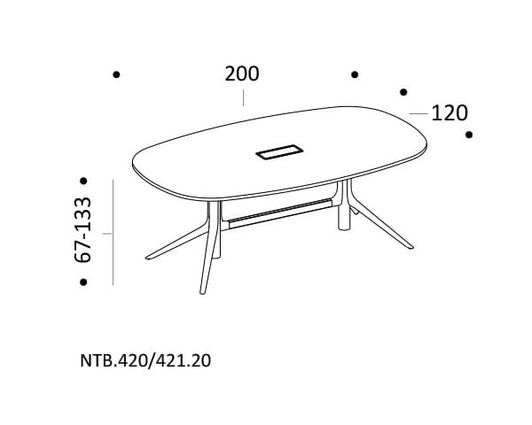 Регулируемый по высоте прямоугольный стол для совещаний с системой кабельной втулки ICF NoTable ARCH-00036629 - Вид №21