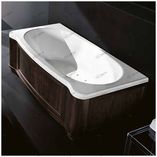 Ванна Gruppo treesse New Classic Young STA-V674C-SX-WV-GD белая с золотой фурнитурой с аэромассажем прямоугольная левая дерево венге STAV674CSXWVGD