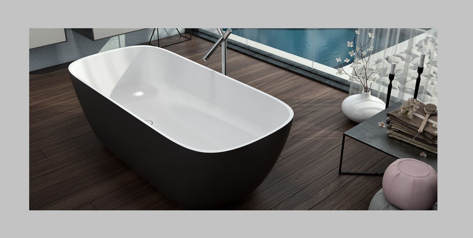 Ванна из искусственного камня Kerrock Gloria 00948 BLACK&WHITE Словения Kolpa-San - Вид №2