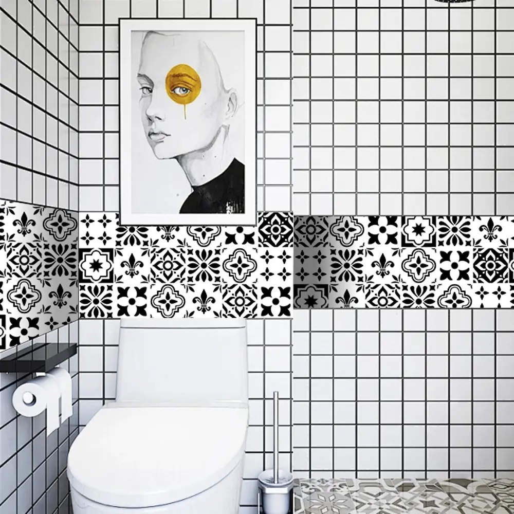 89347298 Пленка самоклеящаяся Плитка 0.60x8 м цвет черно-белый STLM-0812430 INSPIRE  - Вид №3