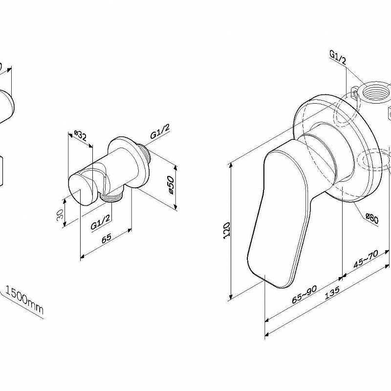 F40H85A22 гигиенический набор для скрытого монтажа со смесителем для душа черный шт. AM.PM X-Joy  - Вид №9