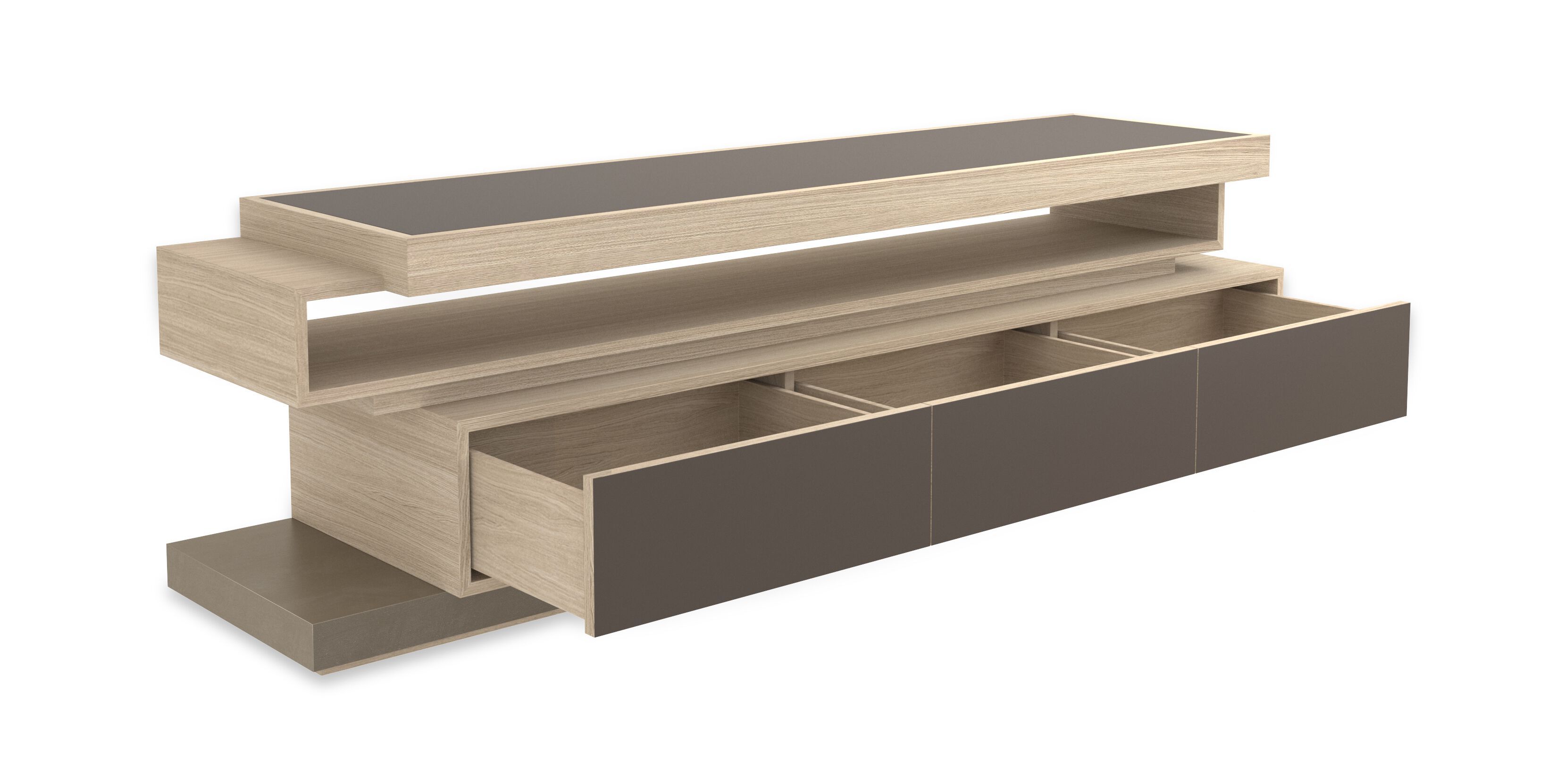 Низкий деревянный шкаф для телевизора с ящиками Caracole La Moda ARCH-00145866 - Вид №2