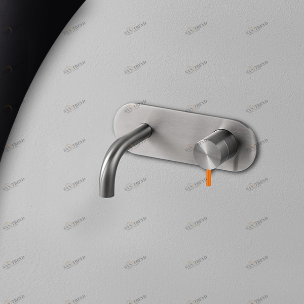 Смеситель для раковины сталь матовая с оранжевой ручкой Toki Radomonte TKI20SCIL24