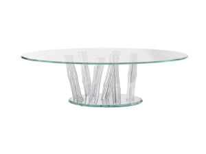 Круглый стеклянный журнальный столик для гостиной