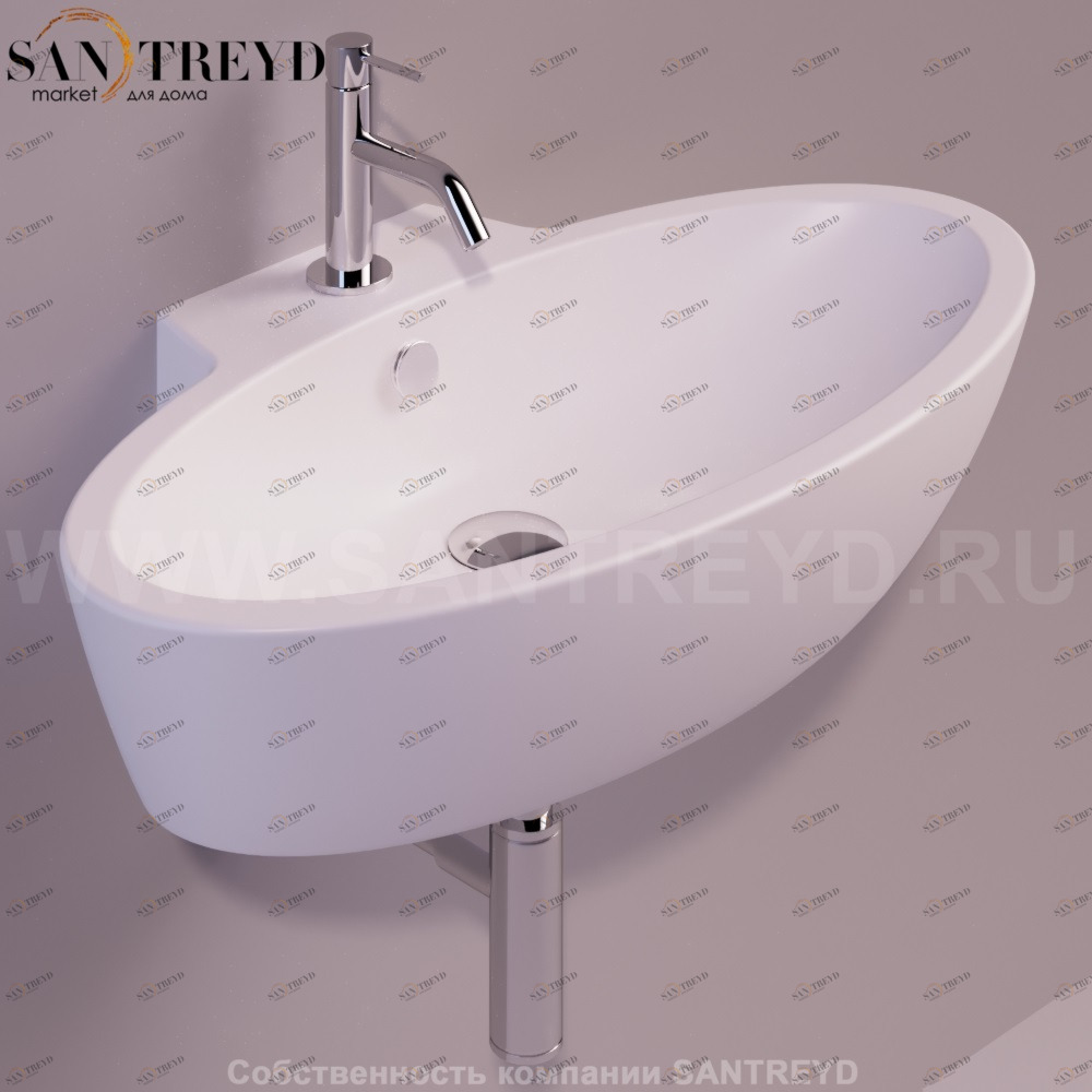 LFT34BIANCOMATT Подвесная раковина настенная овальная Simas LFT Spazio белая