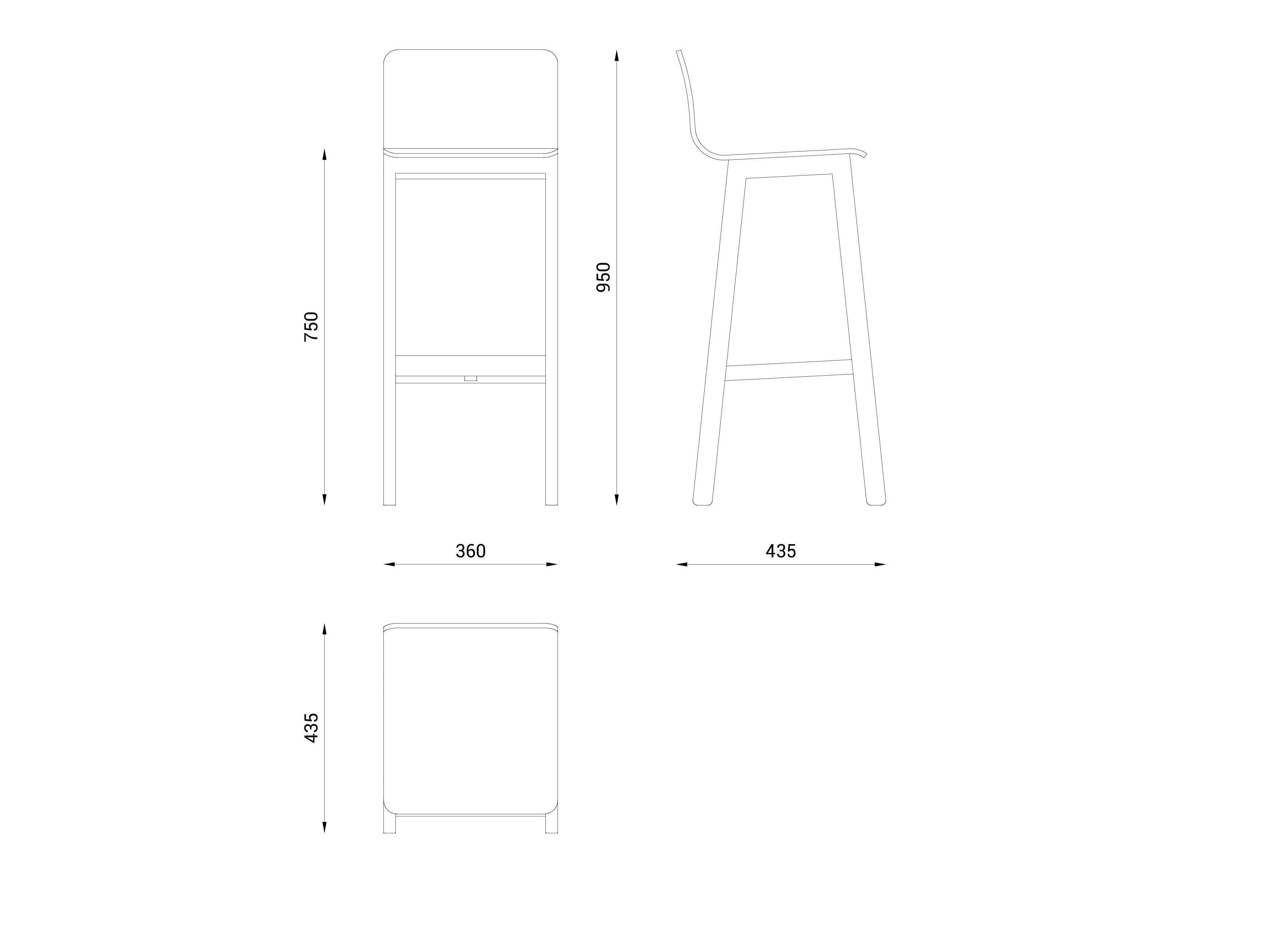 Высокий стул из ясеня с подставкой для ног Askia версия 3 ARCH-00061471 - Вид №5