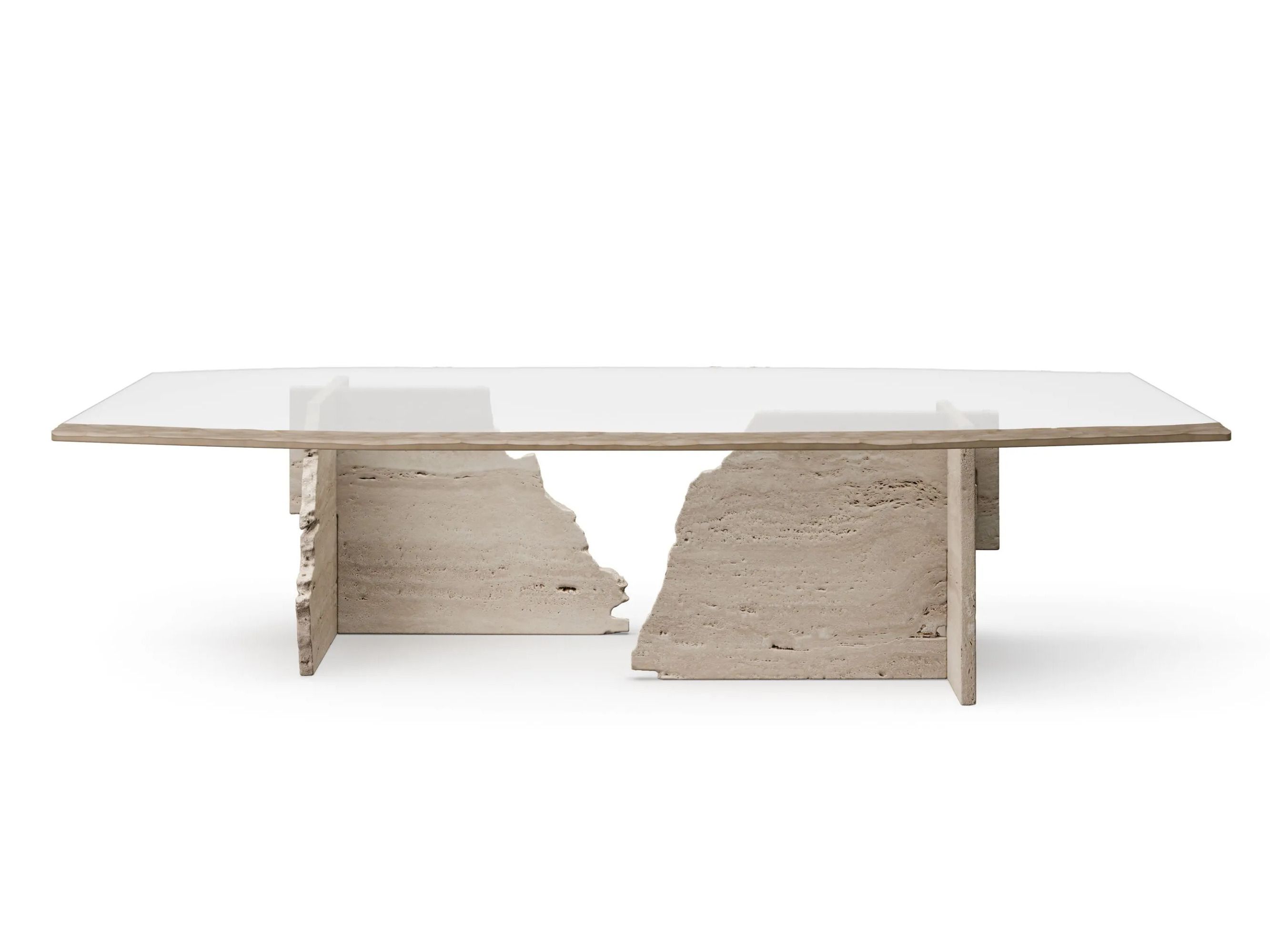 Прямоугольный журнальный столик из травертина и стекла ARTE VENEZIANA пещера ARCH-00018143 - Вид №1