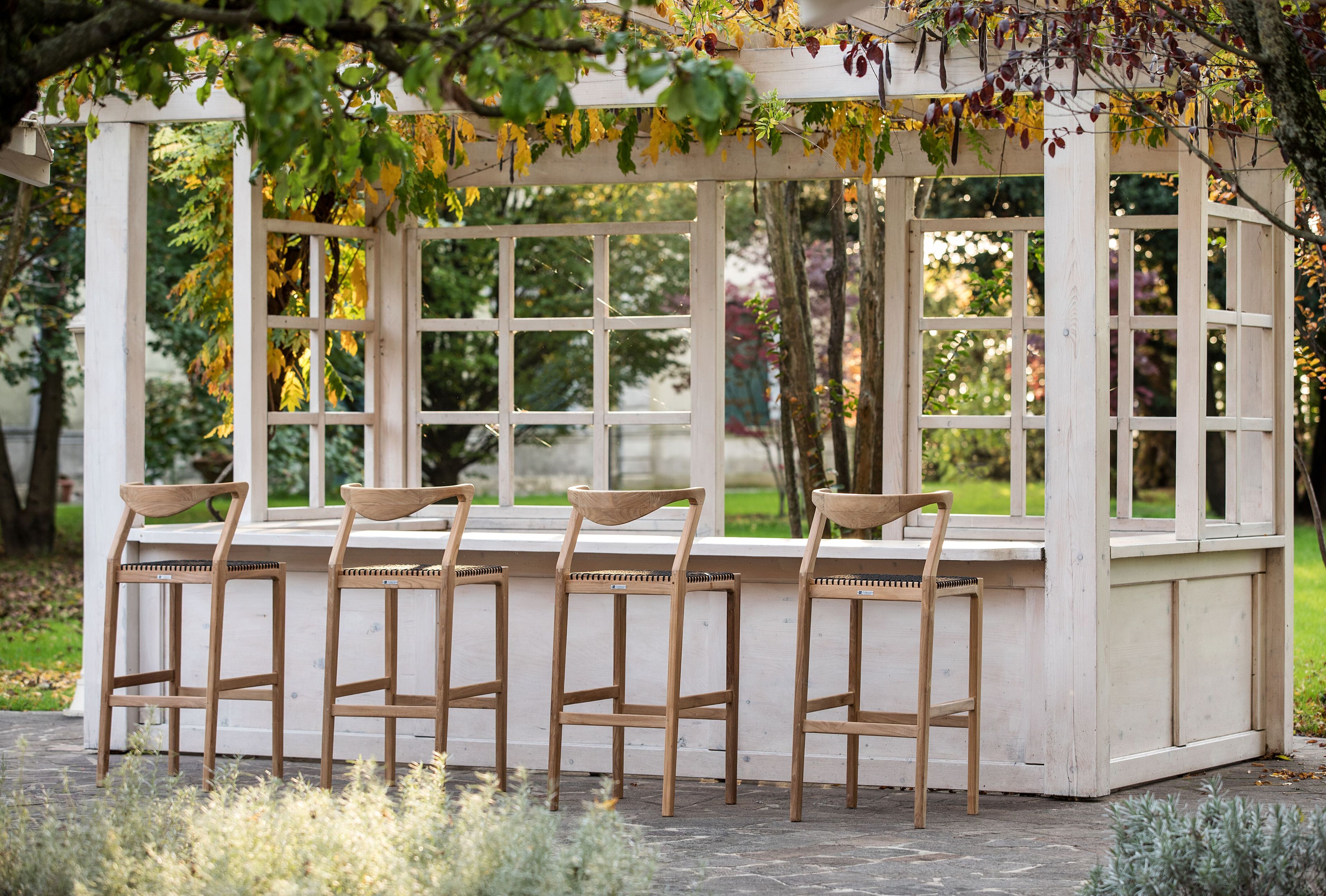 Высокий барный стул из тикового дерева со спинкой cbdesign Ким ARCH-00012053 - Вид №5