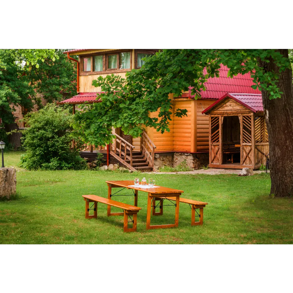 Стол садовый Бирфест 180х70х73 см складной дерево коричневый Santreyd STLM-2203341 - Вид №4