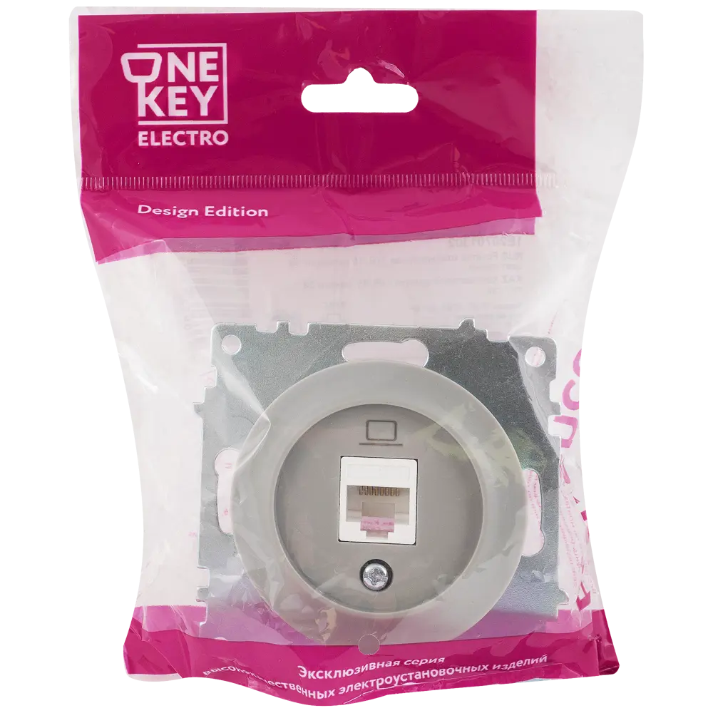 Розетка компьютерная встраиваемая Onekey Florence RJ45 UTP cat 5 цвет серый 82127033 STLM-2113480 ONEKEYELECTRO - Вид №4