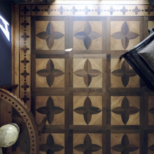 Модульный паркет Parquet In Old Chic Fleur Light Medium Walnut Дуб гладкая, рельефная (Гладкая, Рельефная) 600х600 мм 2600600652 - Вид №1