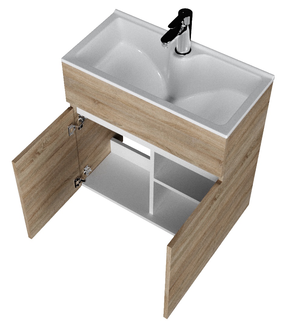 У83303 Тумба с раковиной Mira 60Н 2д. Дуб Сонома 1 Marka MIRA