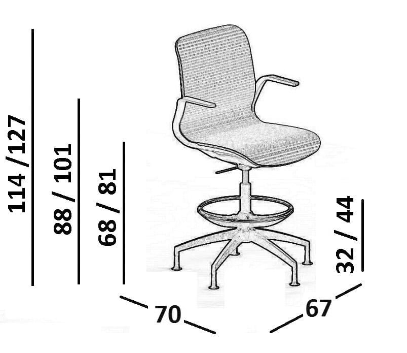 Регулируемый по высоте 5-спицевой офисный стул из нейлона® с подлокотниками Luxy SmartLight ARCH-00061603 - Вид №2