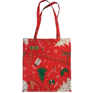 Сумка шоппер Новогодние игрушки 40х35 см красная