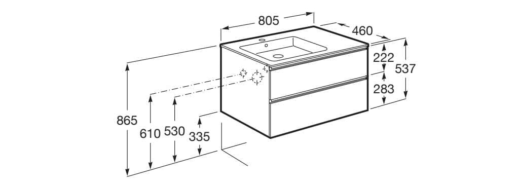 Деревянный подвесной шкаф для умывальника со встроенной раковиной с ящиками Roca The Gap ARCH-00072034 - Вид №83