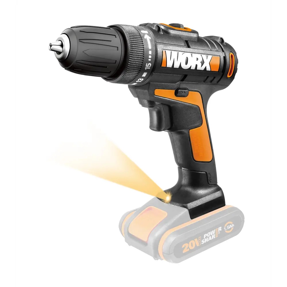 Дрель-шуруповерт аккумуляторная Worx WX101.9, 20 В Li-ion без АКБ и ЗУ 82348000 STLM-2122340 