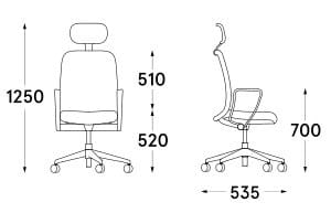 Тканевый поворотный офисный стул с подголовником MDD HI DRIVE ARCH-00116456 - Вид №12