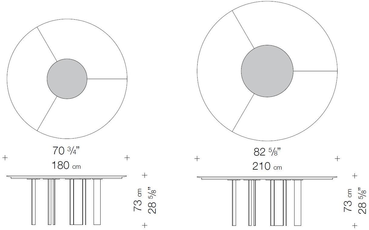 Garbarino Обеденный стол из лакированного дерева с ленивой сьюзан Ekis Ek d180 ls /d210 ls  - Вид №1