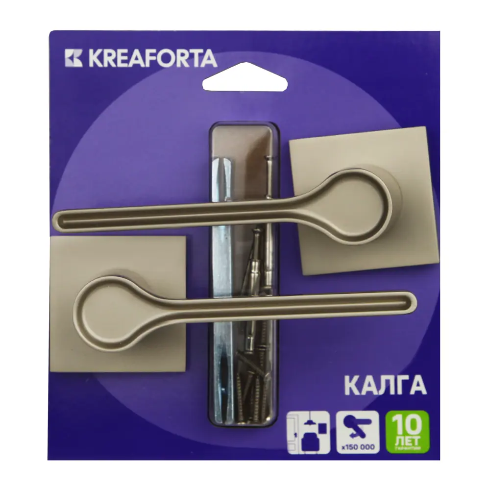 Дверная ручка на розетке KREAFORTA Калга без запирания цвет никель 89450164 STLM-2034326  - Вид №3
