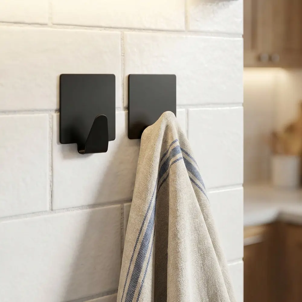 Самоклеящийся крючок KONSENSA 5x5 см черный 2 шт STLM-2171407