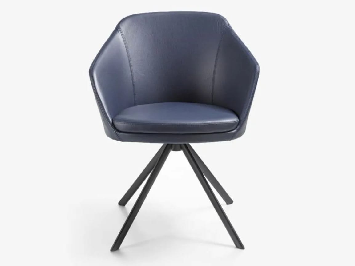 Кожаный мягкий стул с подлокотниками Riva 1920 ARM CHAIR METAL ARCH-00022450