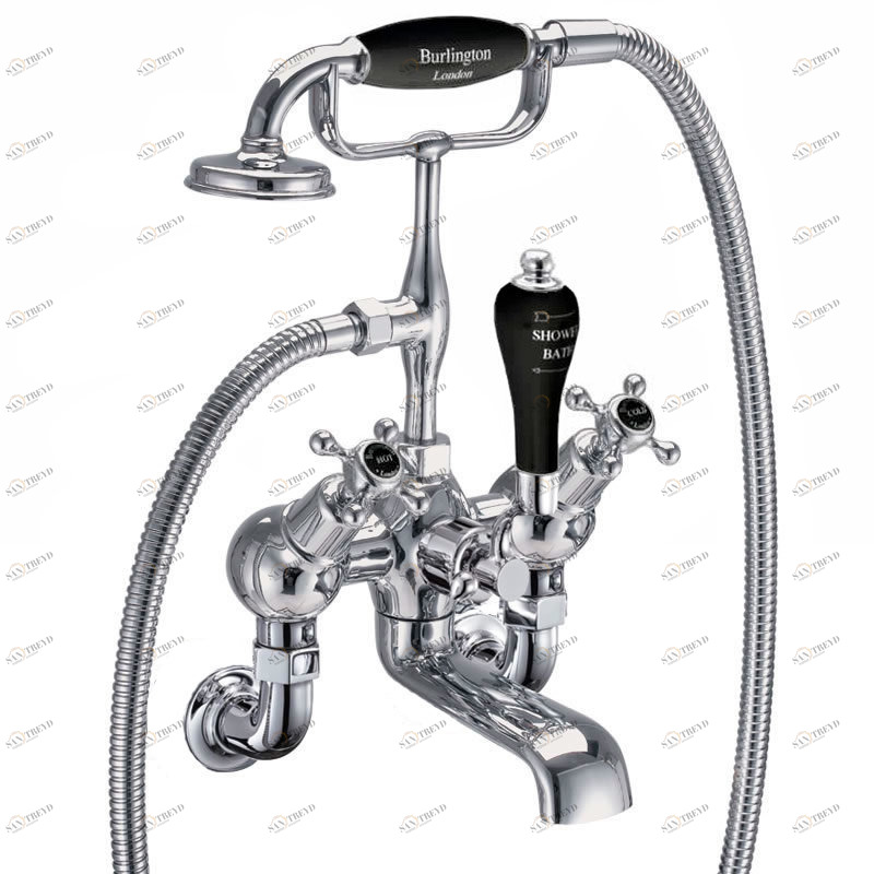 Смеситель для ванны "под наклоном" с ручным душем, настенный [CL21 BLA]  Burlington T9-QT BLA, T17-2, T1 BLA 