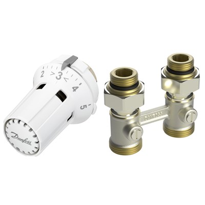 Danfoss Комплект RLV-KB/RTRW-K для радиаторов с нижним подключением (М30 х 1,5) RLV-KB 15 + RTRW-K, 1/2 Прямой 013G7232 