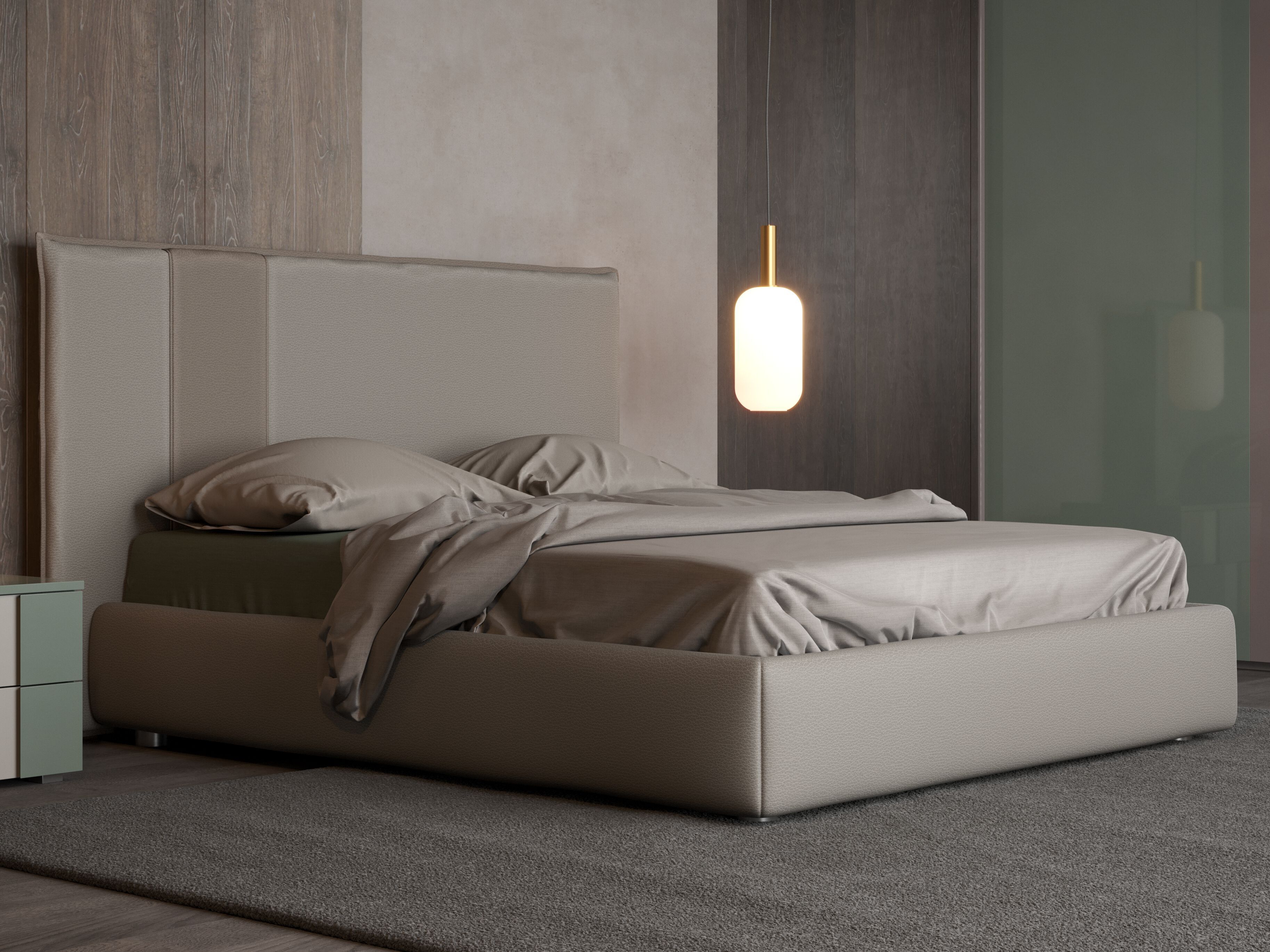 Кожаная двуспальная кровать для хранения Giessegi GINGER ARCH-00098552