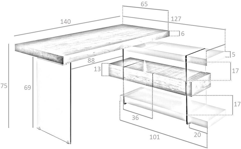 Angel Cerdá Письменный стол из дерева и стекла с ящиками Urban deco 3002 Angel Cerda - Вид №6