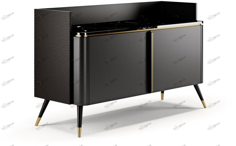 SM Living Couture Лакированная тумба под телевизор со столешницей из мрамора сахар нуар Couture Mda_04