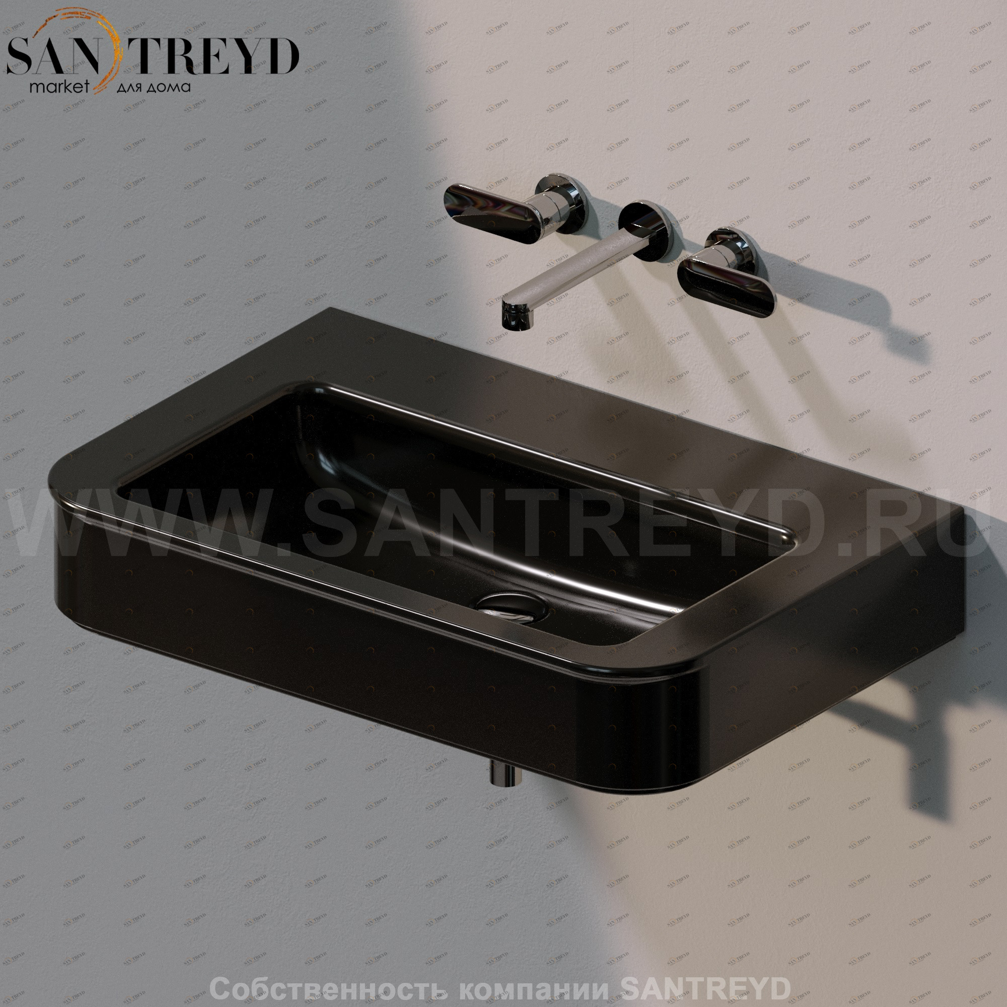 MA75L9017 Подвесная раковина настенная прямоугольная Ceramica Flaminia Madre черная