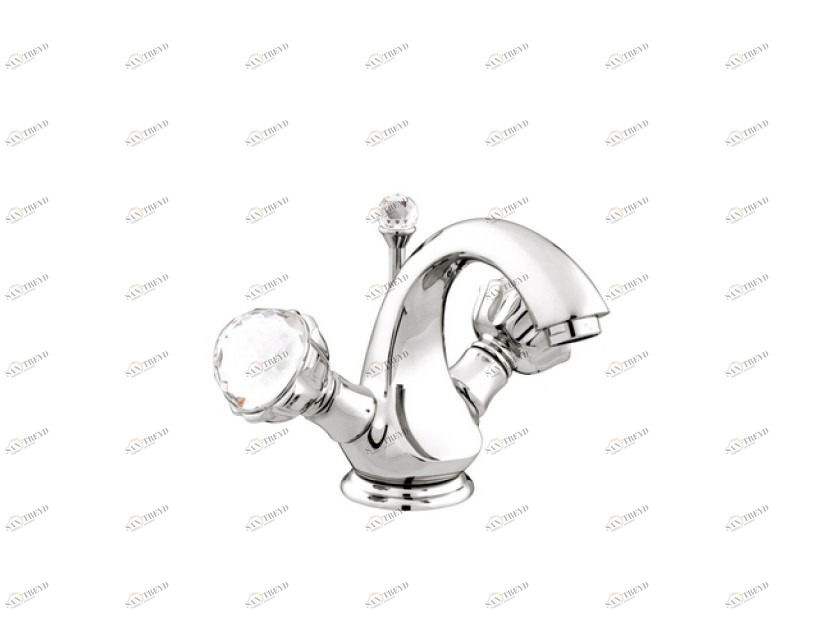 036205.000.00 Смеситель для раковины на одно отверстие с кристаллами сваровски Золото 24К Mestre Atlantica