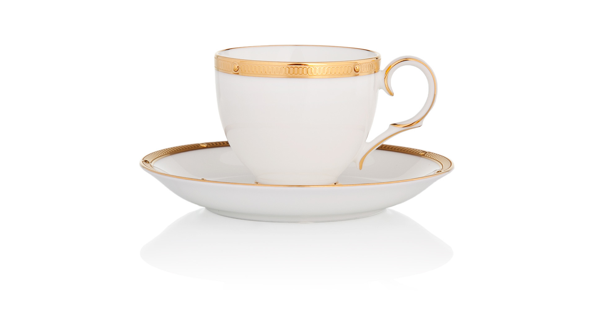 10665422 Noritake Набор из 6 чашек чайных с блюдцами Noritake "Рочель,золотой кант" 200мл Фарфор костяной  - Вид №1
