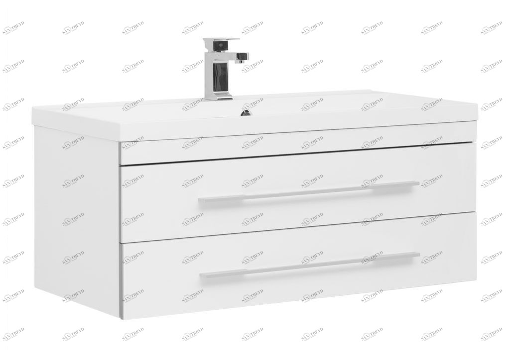 Тумба с раковиной Aquanet Верона NEW 100 белый (подвесная 2 ящика) 0017538200204096