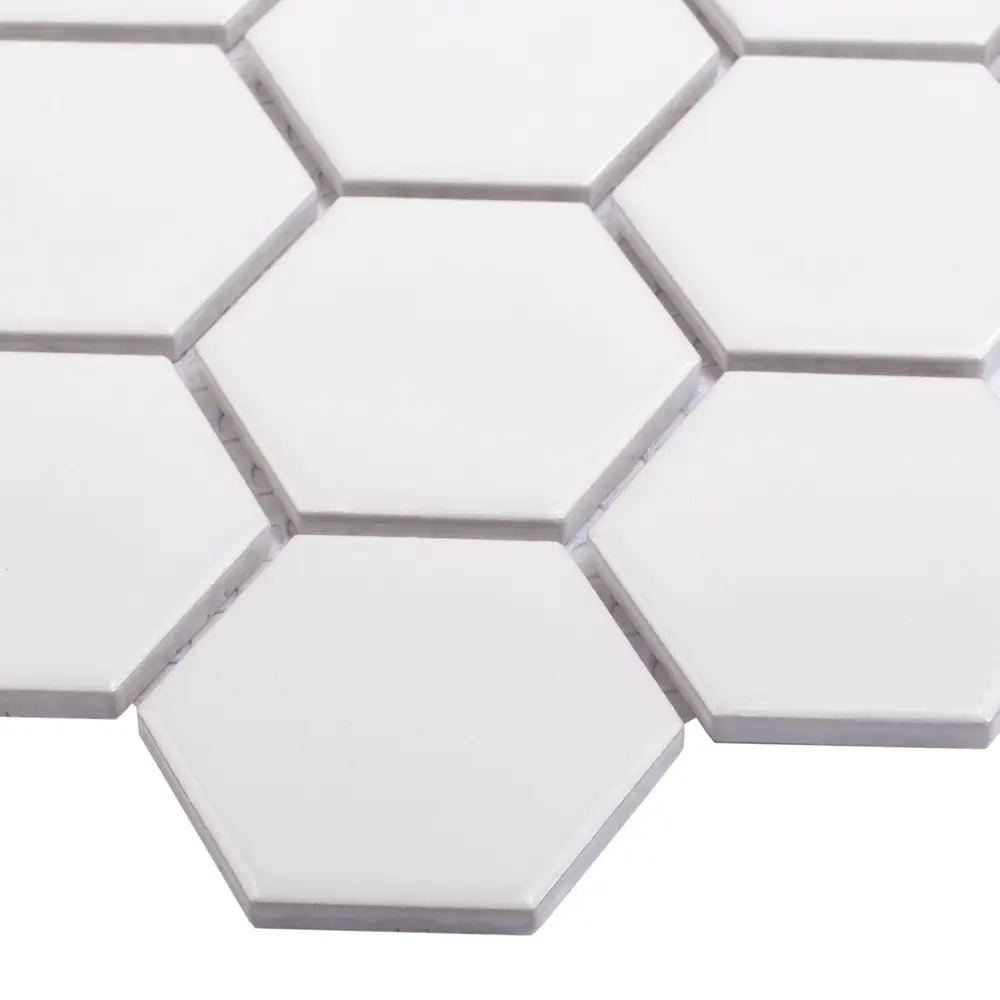 Мозаика керамическая Smart Mosaic Homework Hexagon White Glossy 26.5x27.8 см цвет белый 82909304 STLM-2095183 - Вид №4