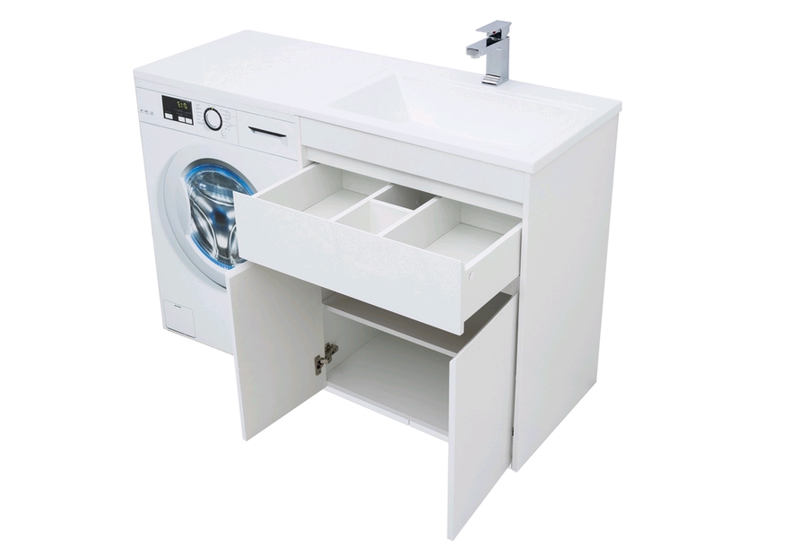 Тумба с раковиной Aquanet Токио 130 R белый (напольная, 1 ящик, 2 дверцы) 0023774600235502 - Вид №4