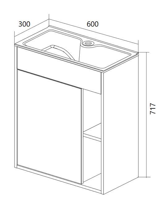 У75329 Тумба с раковиной Lido 60П 1д. Белый глянец 1 Marka LIDO - Вид №8