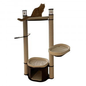 ПР0057371 Игровой комплекс для кошек Good-3, цвет венге, подушки белые 179см MYSNOOPY