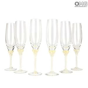 2784 ORIGINALMURANOGLASS Набор из 6 бокалов-флюте для шампанского - Original Murano Glass OMG 7 см