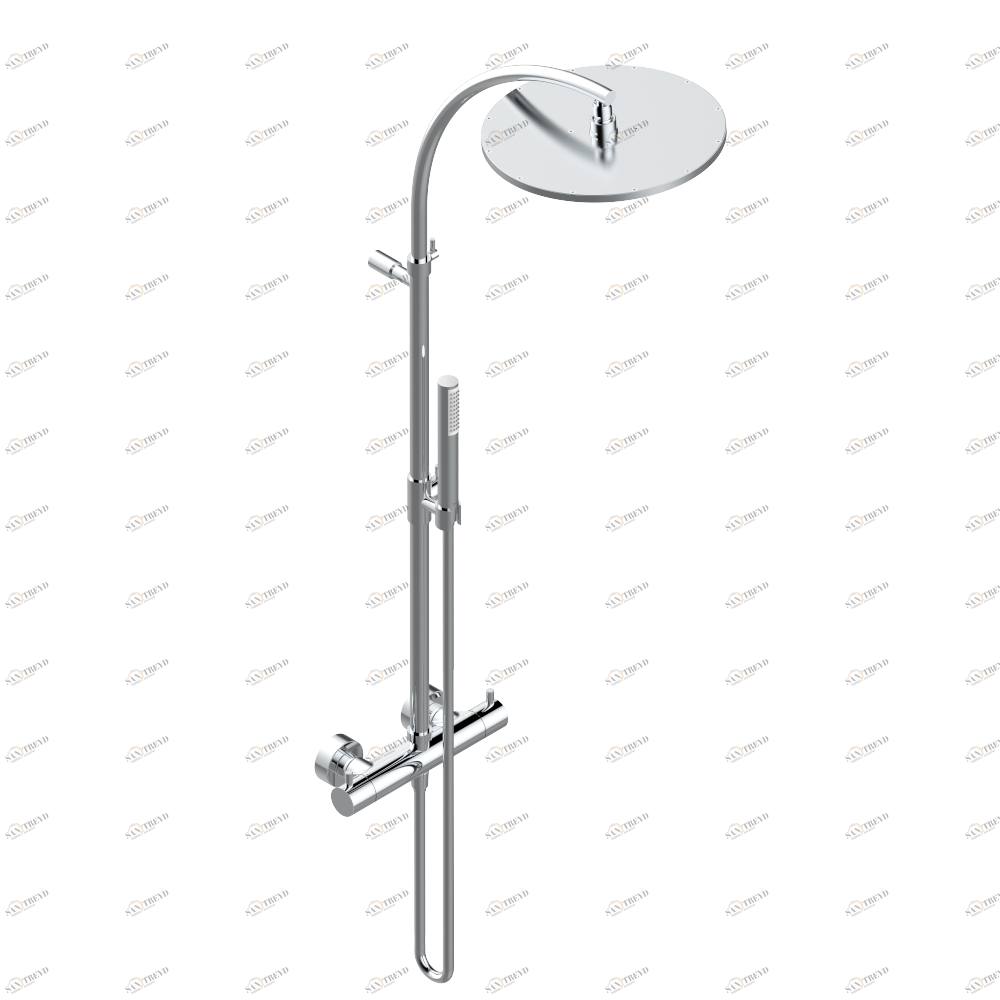 D1A-6529CG Смеситель термостатический для душа настенного монтажа 1/2" с душевой колонной, верхним душем Ø 300 мм, ручным душем и шлангом Thg-paris Elliott Хром D1A 6529CG  A02 CAT.A